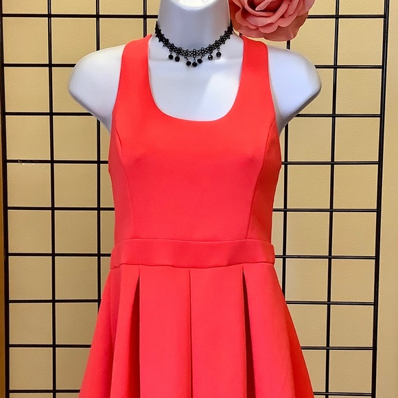 Everleigh Dresses & Skirts - 🔸EVERLEIGH Neon Orange Pleated Skater Dress Lg.
